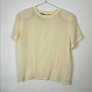 Charter Club silk short sleeve cream blouse with shoulder pads 14